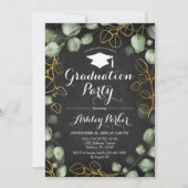 Eukalyptus Chalkboard Wreath Graduation Party Einladung (Vorderseite)