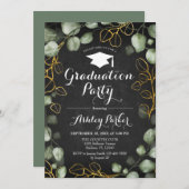 Eukalyptus Chalkboard Wreath Graduation Party Einladung (Vorne/Hinten)