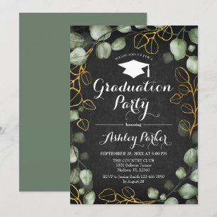 Eukalyptus Chalkboard Wreath Graduation Party Einladung