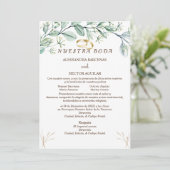 Eukalyptus/Champagne - Spanische Einladung (Stehend Vorderseite)