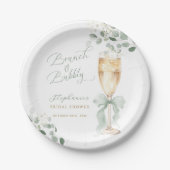 Eukalyptus-Champagner-Brunch und sprudelnde Brautp Pappteller (Vorderseite)