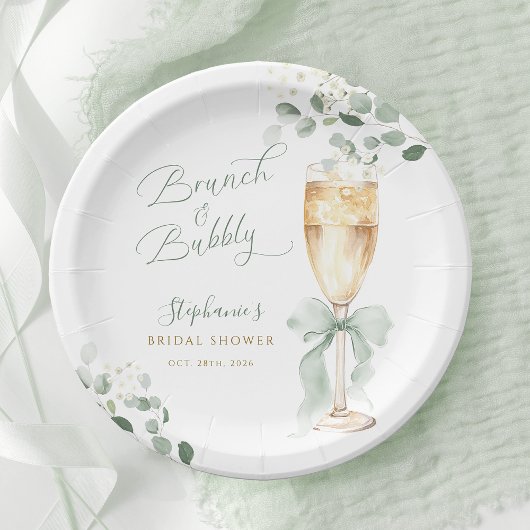 Eukalyptus-Champagner-Junggesellinnen-Abschied Pappteller