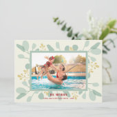 Eukalyptus Christmas Foto Feiertagskarte (Stehend Vorderseite)