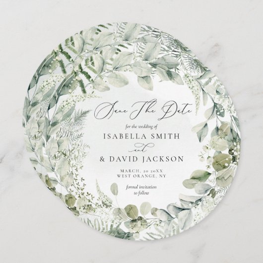 Eukalyptus Circle Save The Date (Vorne/Hinten)