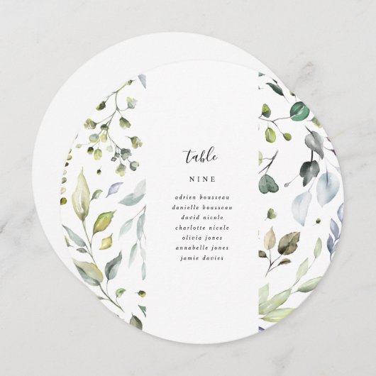 Eukalyptus Circle Tischnummer Cards (Vorne/Hinten)