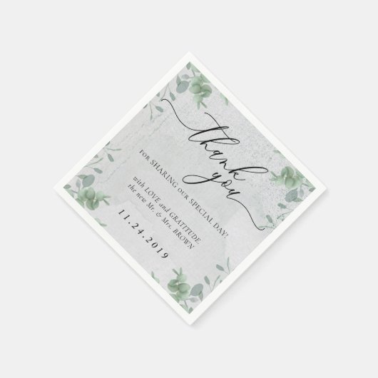 Eukalyptus Clean Formale Minimalistische Hochzeit Serviette (Ecke)