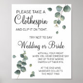 Eukalyptus Clothespin Brautparty-Spielzeichen Poster (Vorne)