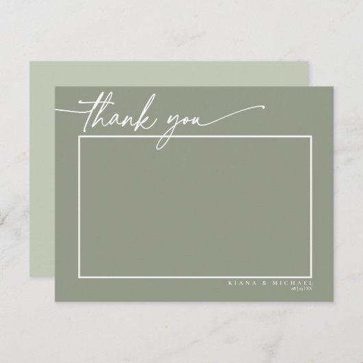 Eukalyptus Color Tones Wedding Green ID901 Dankeskarte (Vorne/Hinten)