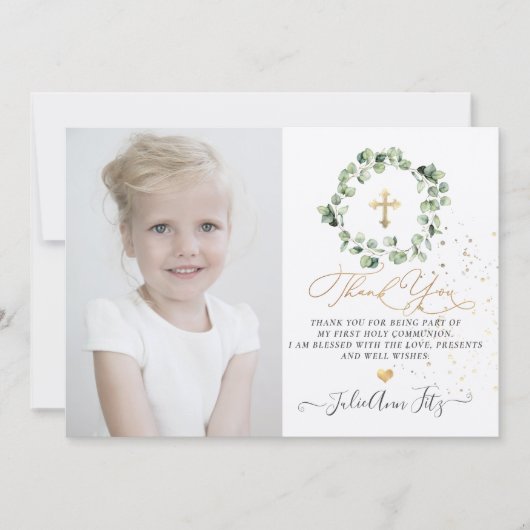 Eukalyptus Communittus Watercolor - Vielen Dank Einladung (Vorderseite)