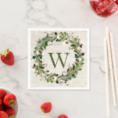 Eukalyptus & Cotton Birch Wreath Monogram Serviette (Beispiel)