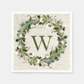 Eukalyptus & Cotton Birch Wreath Monogram Serviette (Vorderseite)