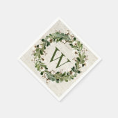 Eukalyptus & Cotton Birch Wreath Monogram Serviette (Ecke)