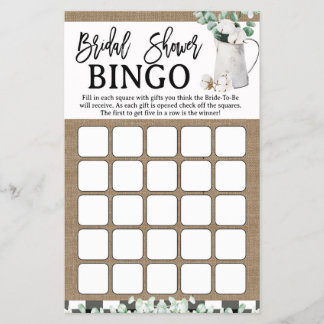 Eukalyptus Cotton Farmhouse Brautparty Bingo Flyer