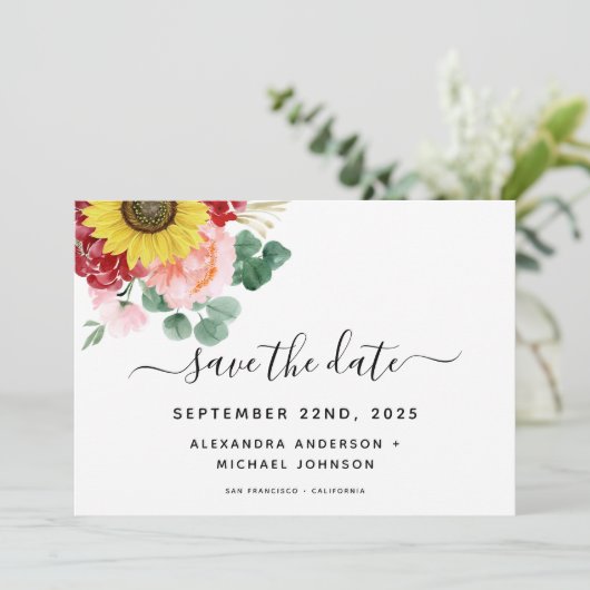 Eukalyptus Country Watercolor Wedding Save The Date (Stehend Vorderseite)