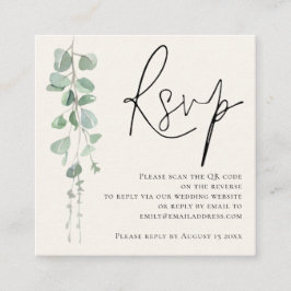 Eukalyptus Cream QR Code Wedding RSVP Begleitkarte