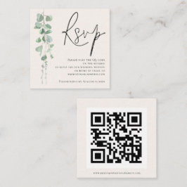 Eukalyptus Cream QR Code Wedding RSVP Begleitkarte