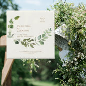 Eukalyptus Cream Wedding Square Save the Date Magnet
