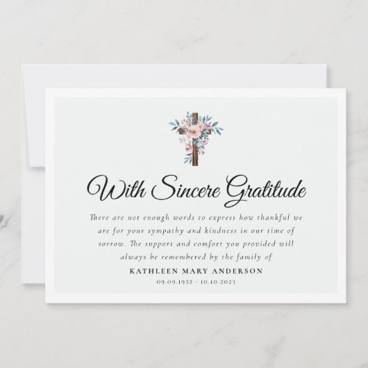 Eukalyptus-Cross-Beerdigung Dankeskarte (Vorderseite)