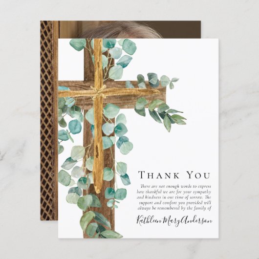 Eukalyptus Cross Beileid Danke Karte (Vorne/Hinten)