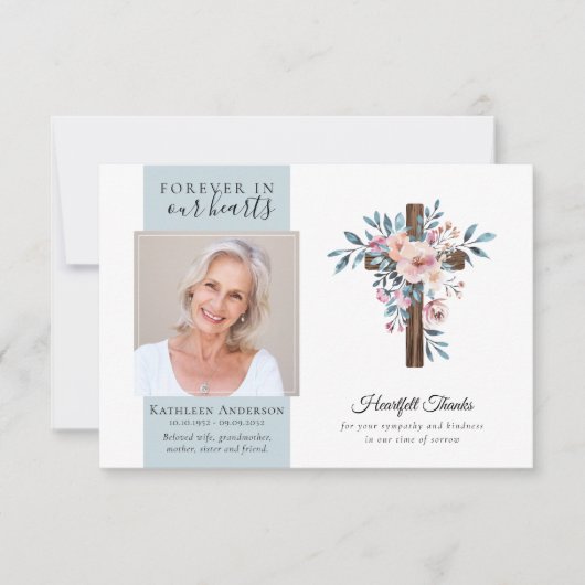 Eukalyptus Cross Foto Beerdigung Danke Karten (Vorderseite)