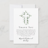 Eukalyptus Cross Foto Taufe Dankeskarte (Vorderseite)