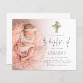 Eukalyptus Cross Foto Taufe einladen (Vorne/Hinten)