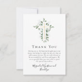 Eukalyptus Cross Foto Taufe Mitteilungskarte (Vorderseite)