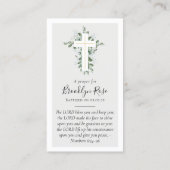 Eukalyptus Cross Foto Taufkarte Telefonnummerkarte (Rückseite)