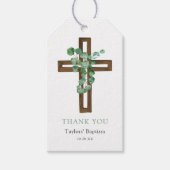 Eukalyptus Cross Moderne Taufe Vielen Dank Geschenkanhänger (Vorderseite)