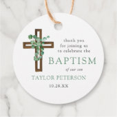 Eukalyptus Cross Moderne Taufe Vielen Dank Geschenkanhänger (Rückseite)