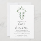 Eukalyptus Cross Taufe Einladung (Vorderseite)