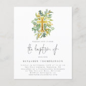 Eukalyptus Cross Taufen Aquamarin Einladung (Vorderseite)