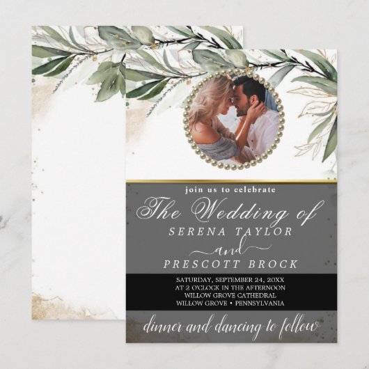 Eukalyptus Custom Foto Wedding Einladung (Vorne/Hinten)