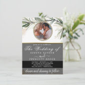 Eukalyptus Custom Foto Wedding Einladung (Stehend Vorderseite)