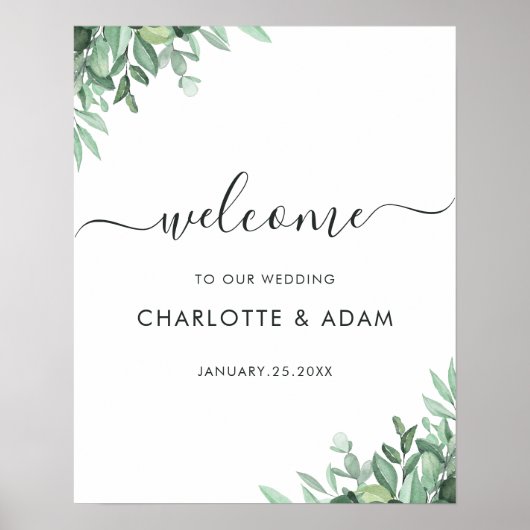 Eukalyptus Custom Foto Wedding Welcome Sign Poster (Vorne)