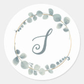 Eukalyptus Custom Text Monogram Sticker (Vorderseite)