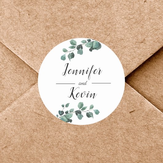 Eukalyptus Custom Wedding Runder Aufkleber