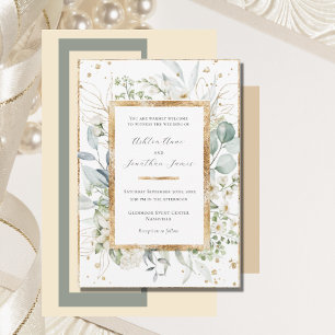 Eukalyptus Daisies Gold Elegante Hochzeit Einladung