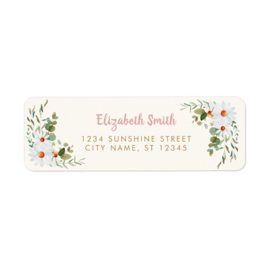 Eukalyptus & Daisy Baby Dusche Rücksendeadresse (Vorne)