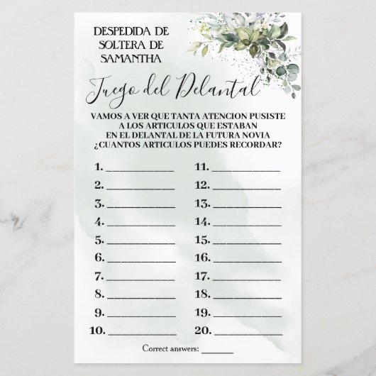 Eukalyptus Das zweisprachige Schürze-Brautparty (Rückseite)