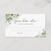 Eukalyptus Date Nacht Ideen. Datum jar Begleitkarte (Vorderseite)