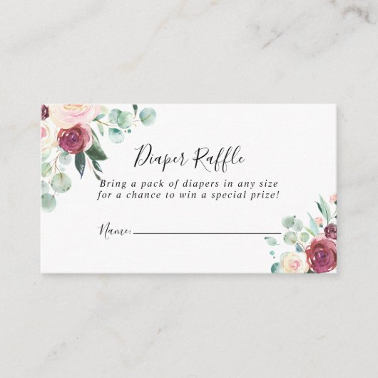 Eukalyptus Diaper-Raffelschein Begleitkarte (Vorderseite)