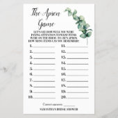 Eukalyptus Die Schürze-Brautparty-Spielkarte Flyer (Vorne)