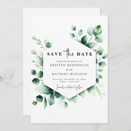 Eukalyptus Digital Wedding Save The Date (Vorne/Hinten)