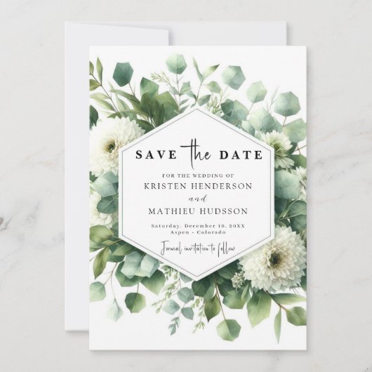 Eukalyptus Digital Wedding Save The Date (Vorderseite)