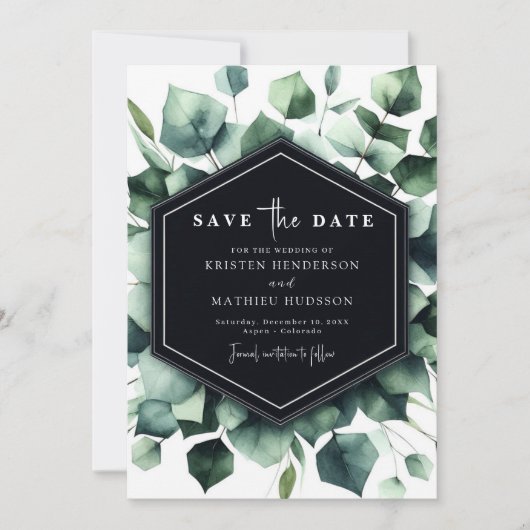 Eukalyptus Digital Wedding Save The Date (Vorderseite)