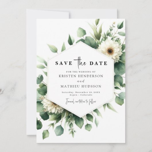 Eukalyptus Digital Wedding Save The Date (Vorderseite)