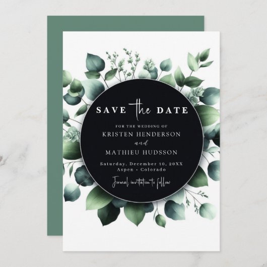 Eukalyptus Digital Wedding Save The Date (Vorne/Hinten)