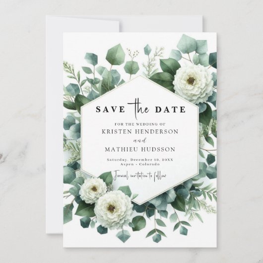 Eukalyptus Digital Wedding Save The Date (Vorderseite)