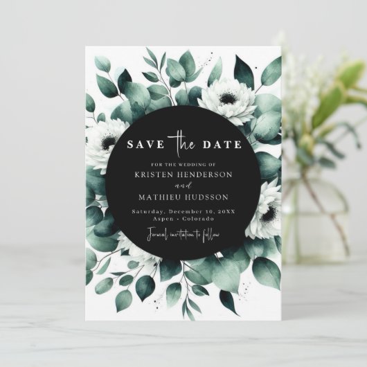 Eukalyptus Digital Wedding Save The Date (Stehend Vorderseite)